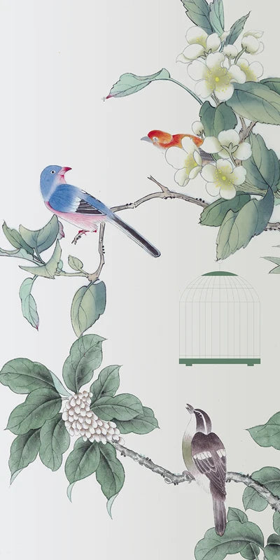 Custom size Window Film Stained Glass Films for Door Wardrobe Windows Office Home Decor Opaque Frosted Static Cling Floral Birds