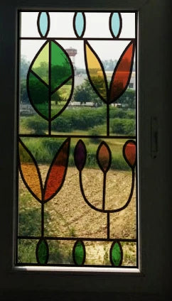 Stained Glass Door Stickers, Windows Glass Films, Frosted, 3D Etched, Transparent, Customized Leaves for Kitchen Office Bathr