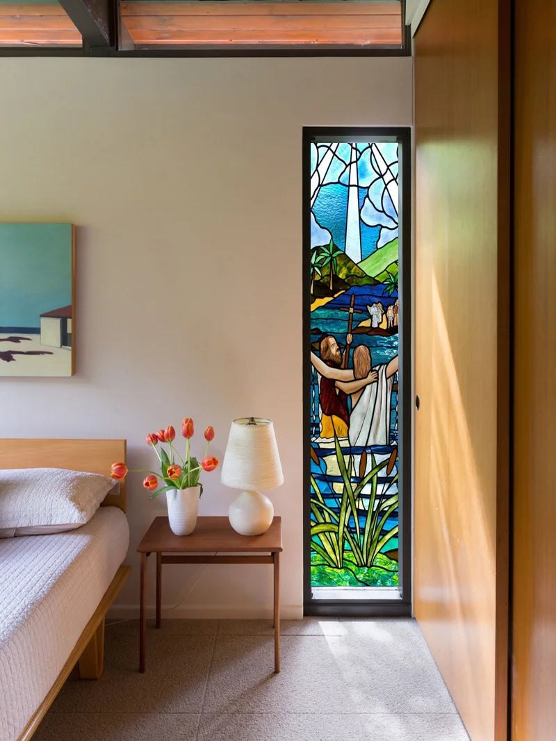 Stained Glass Window Film, Frosted Glass Sticker, Custom Size Jesus Church Poster for Door, Kitchen, Light Box, Home Decor