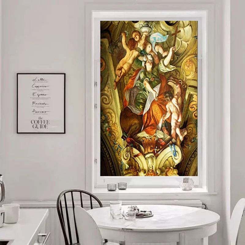 Custom Size Glass Film PVC Self Adhesive Decorative Frosted Privacy Stained Glass Window Films Jesus Christ Church Angel Cross