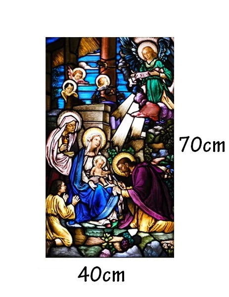 Stained Glass Window Films Decoration Sticker Film Frosted Vinyl For Privacy Window Film Church Jesus