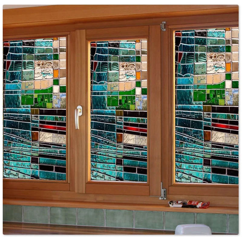 Custom Size Window Films Stained Glass Films Electrostatic Cling Frosted Opaque Church Home Foil Door Stickers Window Treatment