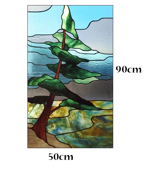 Custom Size Stained Glass Window Film, Gothic Church, Tree, Flower, Bird Sticker for Kitchen, Bathroom, Sliding Door, Home Decor