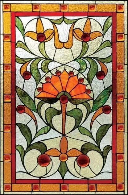 Custom Size Stained Glass Window Film, Frosted Privacy Film, Static Cling, Removable Sticker, Kitchen, Bathroom, Home Decor