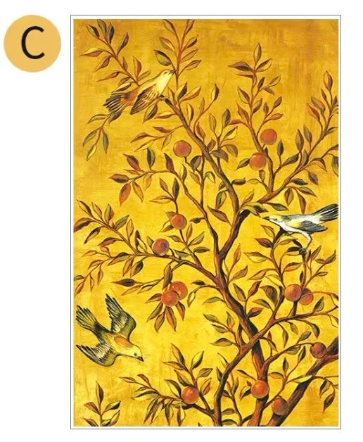 Traditional Fortune Tree and Birds painting Window film on the Glass for Bathroom Sliding door Cabinet Home decor