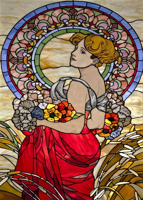 Custom Size Window Stained Glass Films,Mermaid,Flower, Fairy,People Painting Stickers for Bathroom, Door, Office, Home Decor