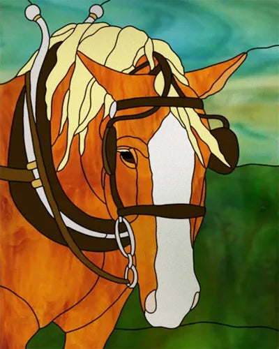 Custom size Stained Glass Window Film Retro Painted Horse Deer, Frosted Static Cling Art Colored Glass Films,Glass Sticker