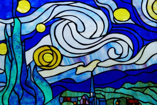 Window Film Stained Glass Stickers,Custom size Static Cling Frosted,Flower Bird Tree Print For Transom Window Glass Home Decor