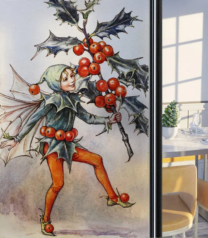 Custom Size Glass Window Film Static Cling Frosted Glass Films Foil Stickers Waterproof For Bathroom Kitchen Door Flower Fairy