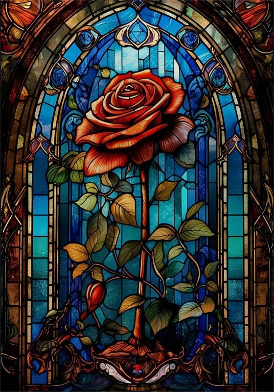 Window Film Frosted Stained Glass Films,Customized Art Design Static Cling Sticker,Rose Flower Home Decor Foil Window Treatment