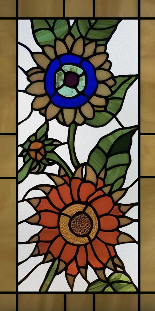 Window Film Stained Glass Films Frosted Static Cling Light-transparent Privacy Glass Sticker Home Decor Sunflower