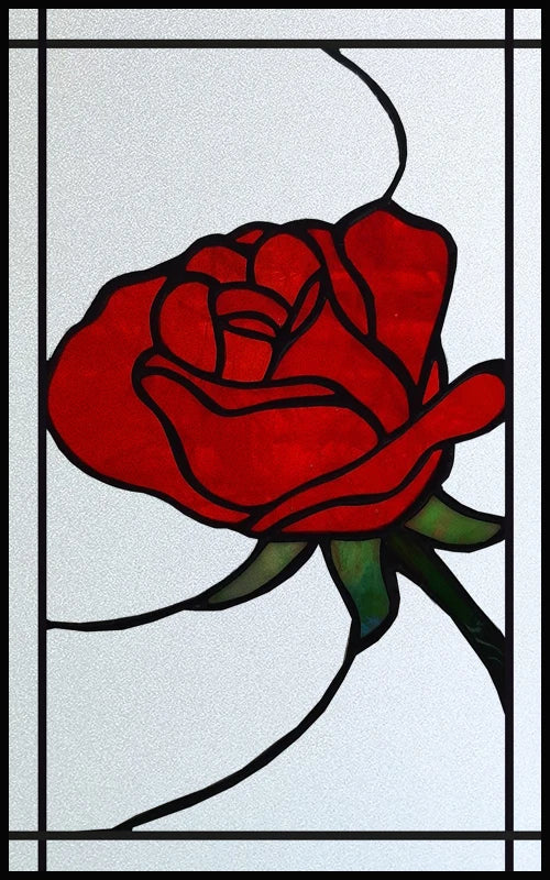 Frosted Stained Glass Film, Custom Size, Privacy, Static Cling,Door Sticker, Bathroom Kitchen Home Decor,Rose,Flower, Fruit