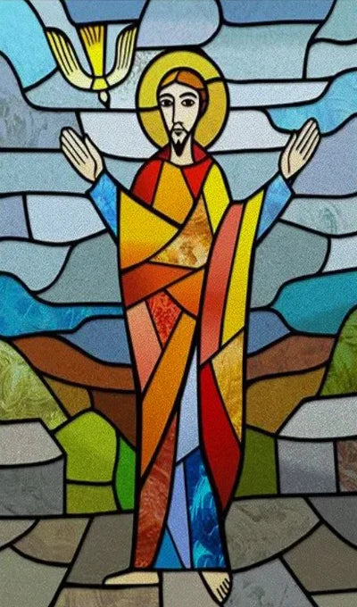 Window Film Frosted Stained Glass Films Customized, Frosted Stained Window Sticker Chuch Style Jesus/Christ Painting