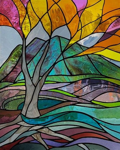 Window Film Frosted Stained Glass Films Customized Art Tree Retrom Static Cling Sticker,Home Decor Window Treatment