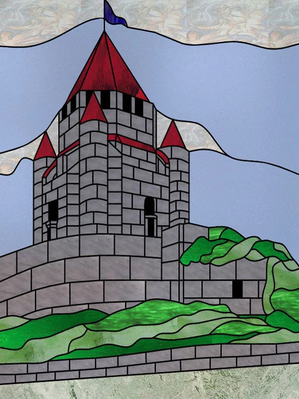 Custom Size Stained Glass Films,Privacy Static Cling,Print Castle, Lighthouse Tower, Sailboat Door Sticker,Office, Home Decor