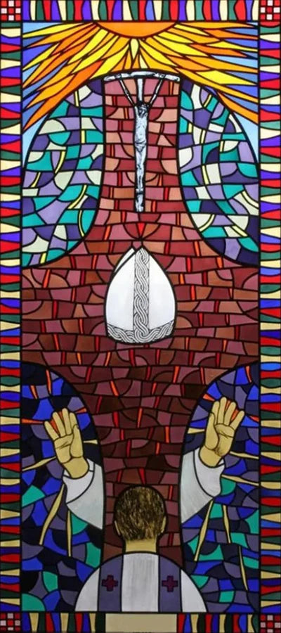 Custom Size Window Glass Films Satic Cling Classical Frosted Glass European Church Stained Glass Window Sticker Foil