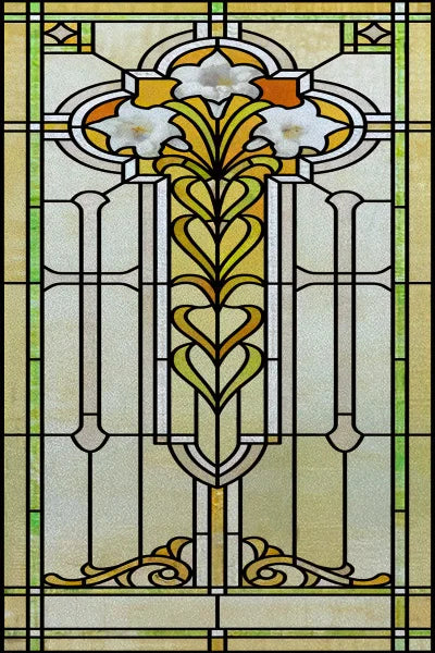 Custom Size Stained Glass Window Film Frosted Privacy Static Cling Retro Prairie Style Stickers Shower Bathroom Office Home Deco