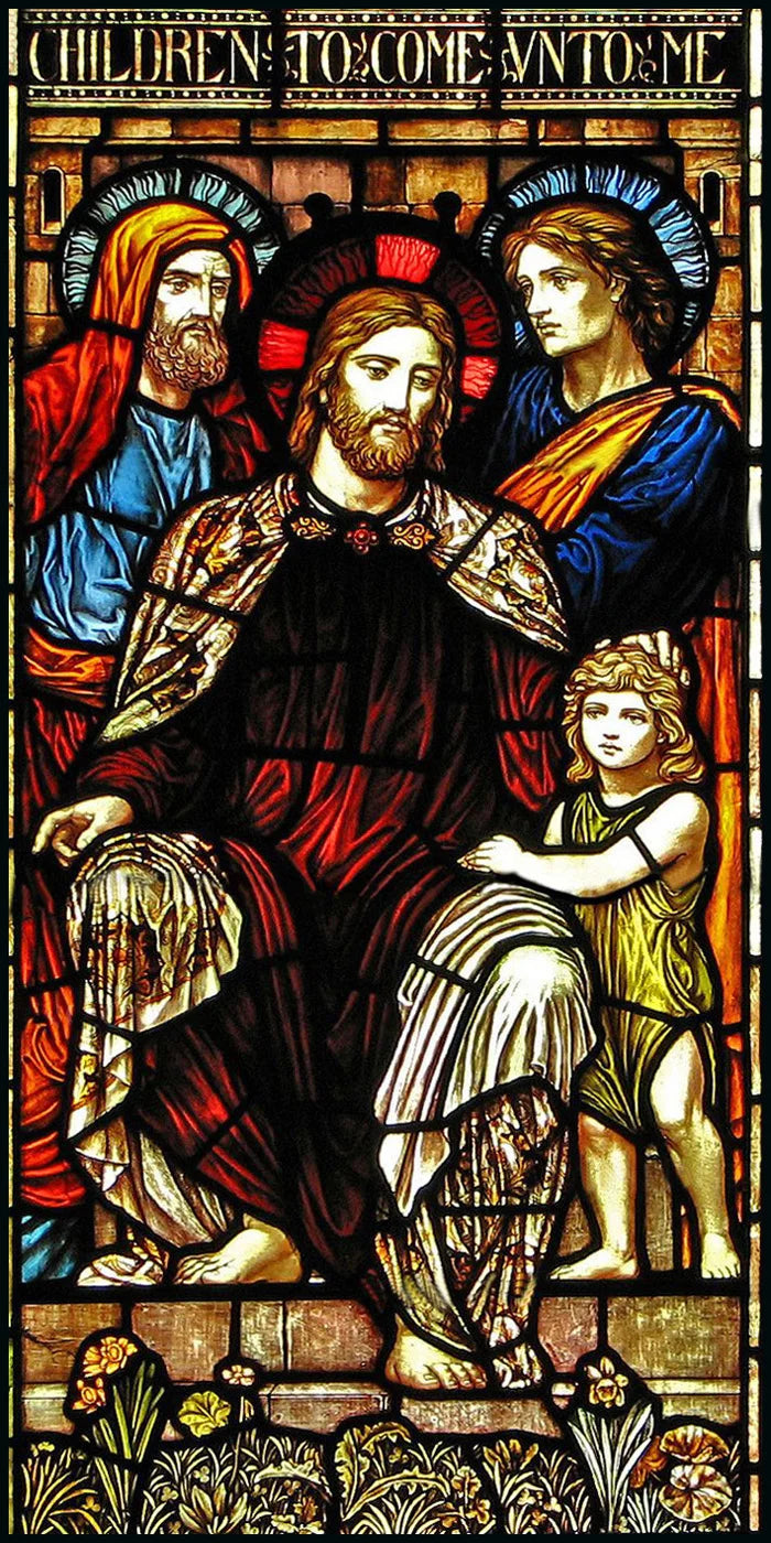 Stained Glass Films, Frosted Sticker,Self Adhesive/Static Cling Privacy Church Home Decor,Children being Blessed