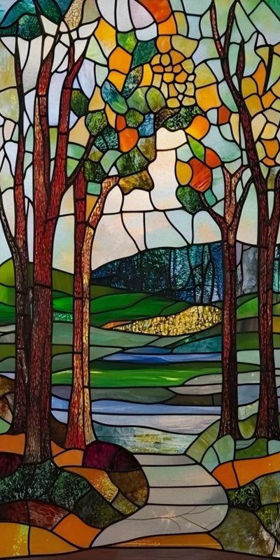 Customized Stained Glass Film Window Films,Static Cling Frosted Privacy Tiffany Style Tree,Bathroom Kitchen Door Sticker