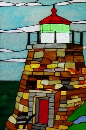 Custom size Stained Glass Films,Privacy Static Cling,Print Castle Lighthouse Sailboat Door Sticker,Office Home Decor