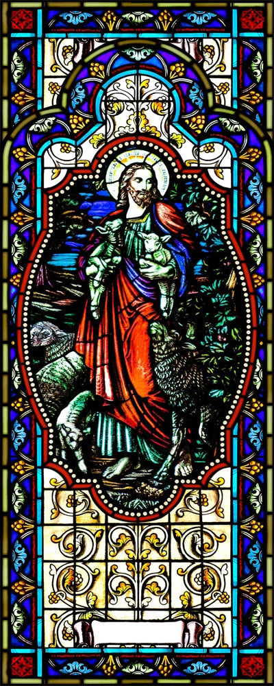 Gothic Rose Window film Glass Films Frosted Stained Window Sticker can do custom size Jesus/Christ Painting