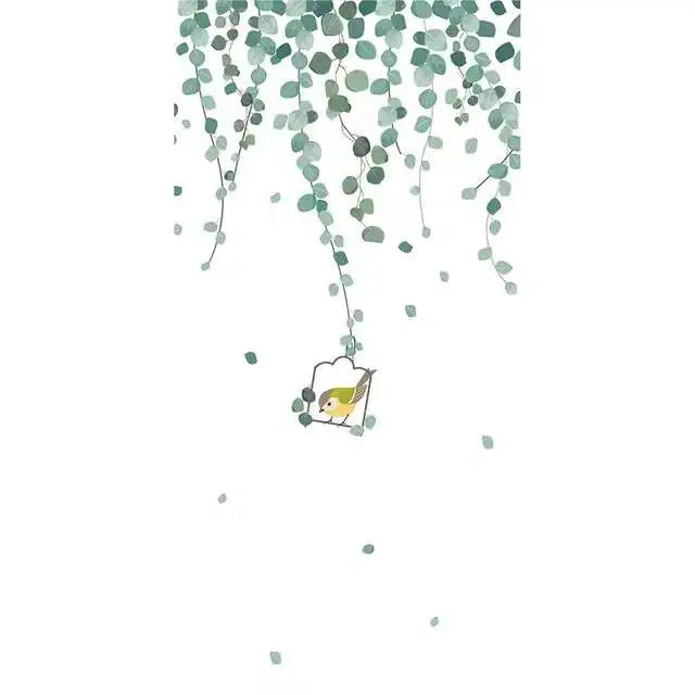 Stained Glass Film Vine Leaves & Birds Frosted Sticker Home Decorative Film Modern Window Accessories BLT3850Custom Size