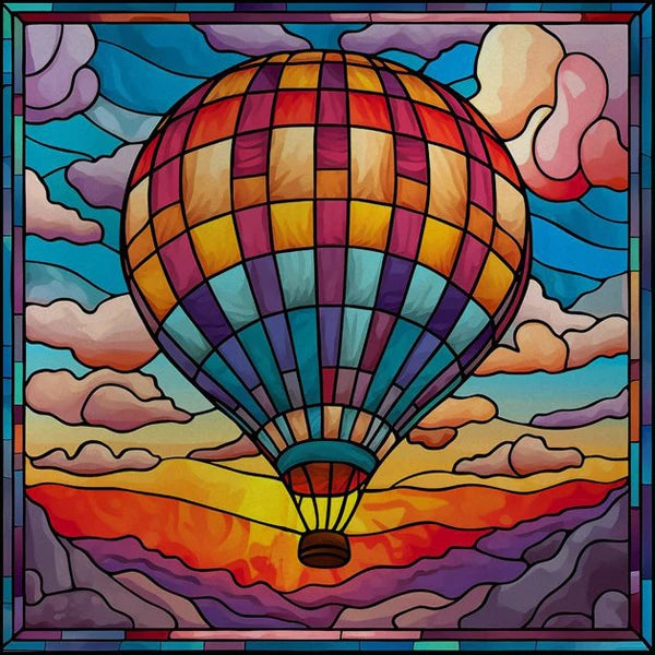 Custom size Stained Glass Wndow Film,Satic Cling Window Films,Decor Foil Stickers Window Treatment For Square Glass Hot air ball