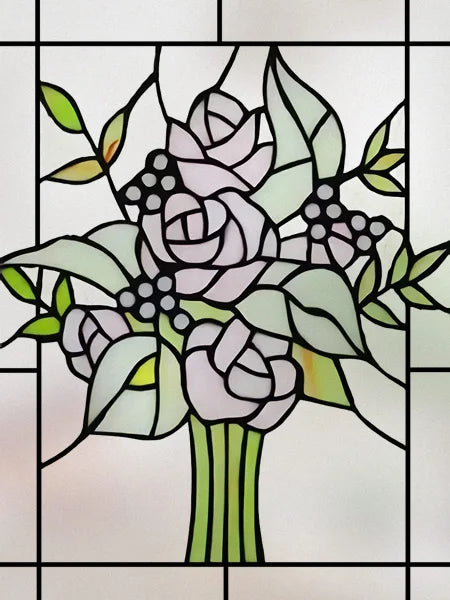 Window Film Stained Glass Films Frosted Static Cling Light-transparent Opaque Privacy Glass Sticker Home Decor Rose Flowers