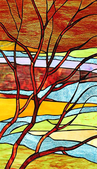 Custom size Glass Films,Stained Glass Stickers Static Cling,Frosted Privacy Print Flower,Tree,Rivers For Window Door Home Decor