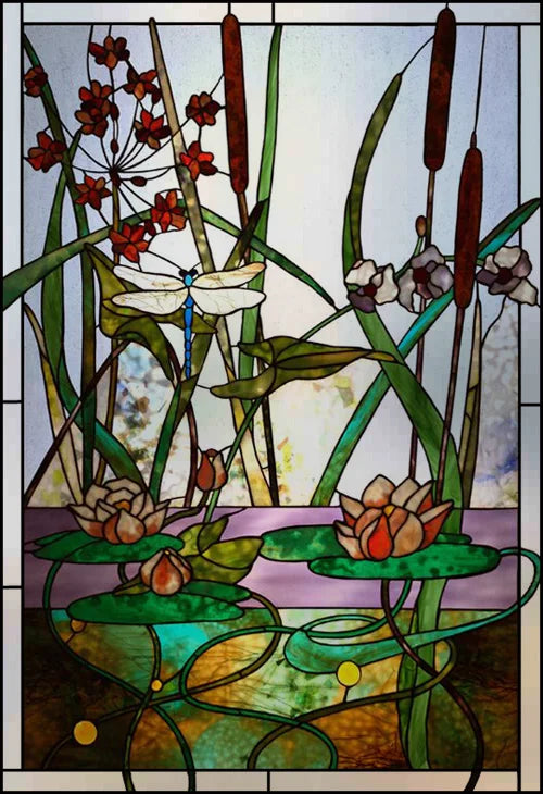 Window Film Frosted Stained Glass Films,Customized Privacy Static Cling,Retro Colorful Stickers Home Decor Bathroom Skylight