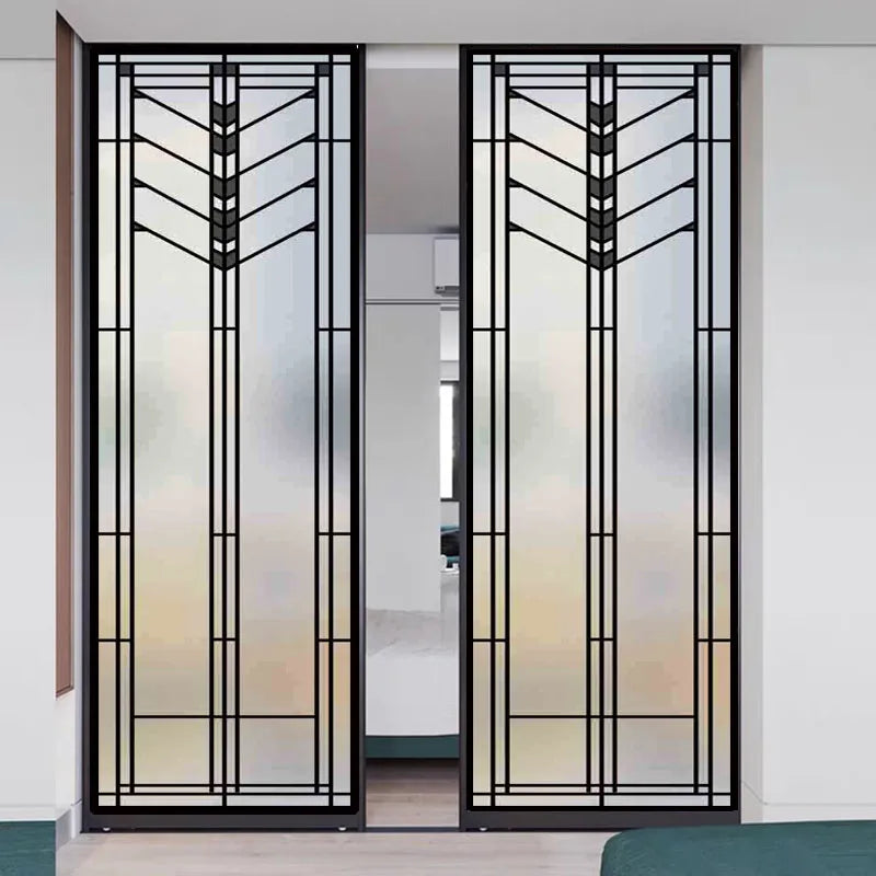 Custom Size Window Glass Films ,Privacy Window Stickers 3D Frosted Glass Film Prairie School Style Decorative Static Cling