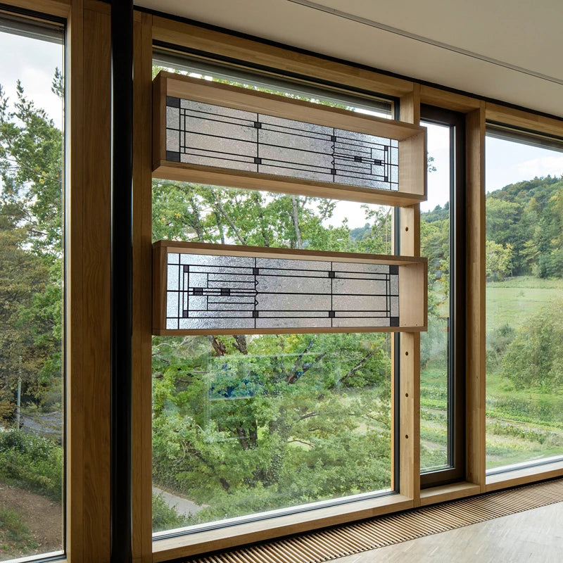 Custom Size Window Glass Films ,Privacy Window Stickers 3D Frosted Glass Film Prairie School Style Decorative Static Cling