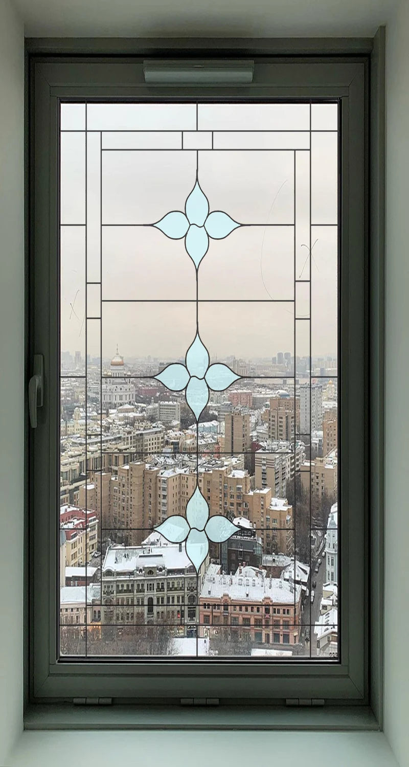 Custom Size Stained Glass Window Film Transparent Glass Sticker Static Cling Rose Sakura Print Office Home Decor Bedroom Door