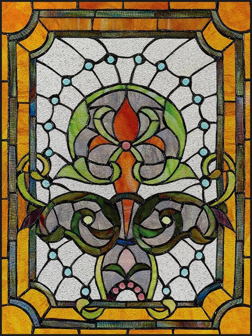 Window Film Frosted Stained Glass Films Customized Victorian-style Static Cling Sticker Kitchen Bathroom Substitute for Curtains