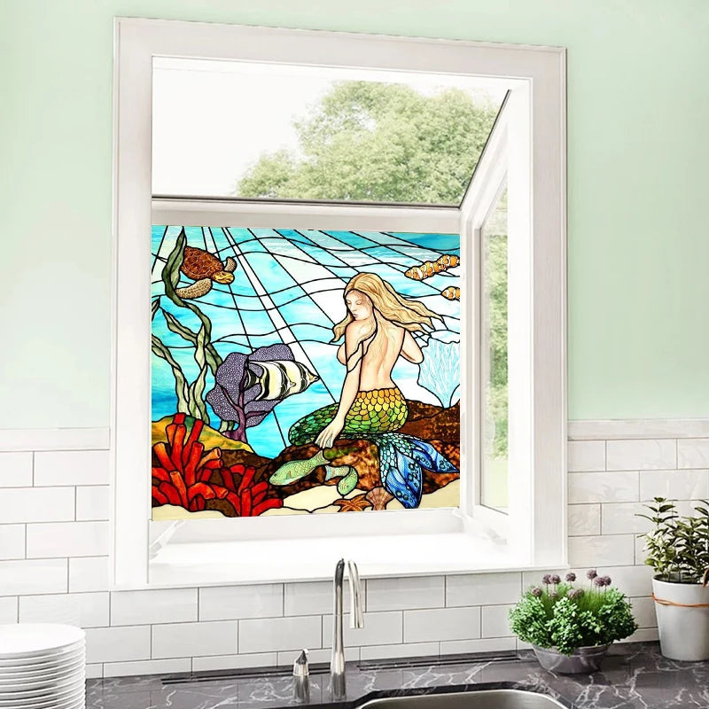 Window Film Frosted Stained Glass Films European Static Cling Privacy Films Door Sticker Kitchen Office Home Decor Customized