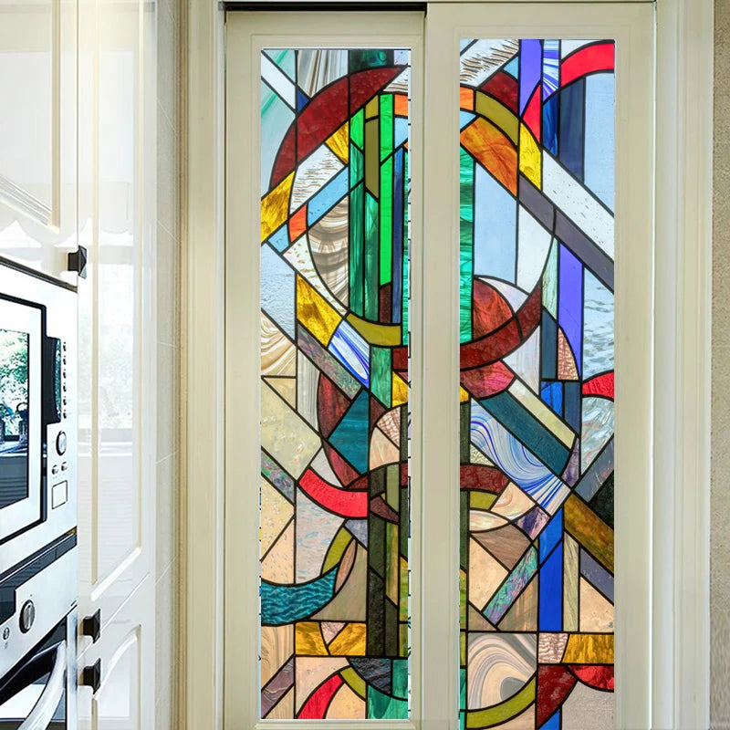 Window Films Stained Glass Films Static Cling Frosted Opaque Church Home Decor Door Sticker Window Treatment Privacy Custom Size