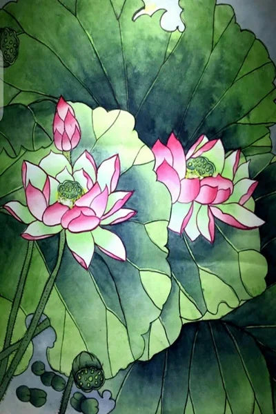 Stained Static Cling Window Film Frosted Light-transparent Opaque Privacy Glass Sticker Home Decor 3D Print Lotus Retro Poster