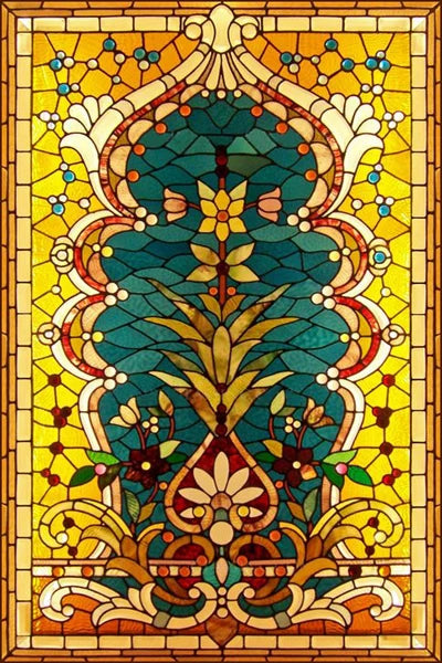 Custom Size Stained Glass Window Film Decorative Frosted Privacy Sticker Non Adhesive Static Cling Removable Retro Village Life