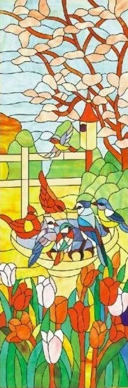 Custom Size Window Stained Glass Films,Static Cling Reusable Stickers Church Tree Poster, For Bathroom Kitchen Door Home Decor