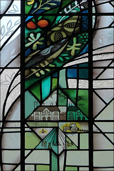 Custom Size Stained Glass Window Film Decorative Frosted Privacy Sticker Non Adhesive Static Cling Removable Retro Village Life