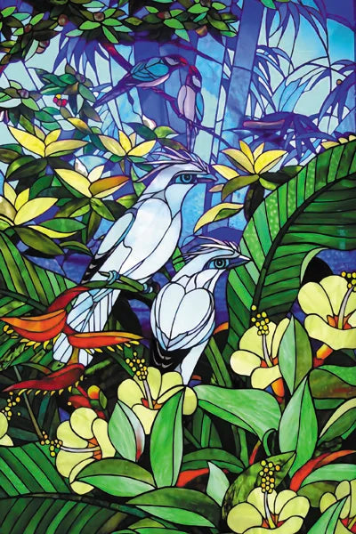 Customized Stained Glass Film Window Films Static Cling Frosted Sticker Tiffany-Style Poster Home Decor Church Peacock Birds