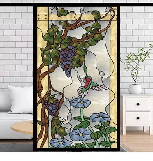 Frosted Privacy Window Film, Stained Glass Film, European Church Style, Colorful Window Stickers, Shower and Bathroom
