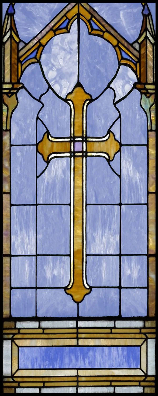 Window Film Frosted Stained Glass Films Door Sticker,Customized Crosses Static Cling Church Pattern for Office Home Decor