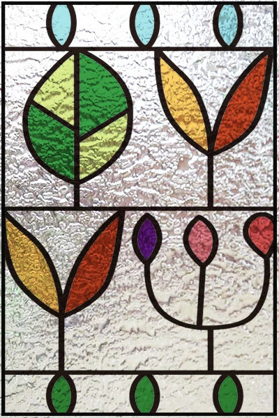 Stained Glass Door Stickers, Windows Glass Films, Frosted, 3D Etched, Transparent, Customized Leaves for Kitchen Office Bathr