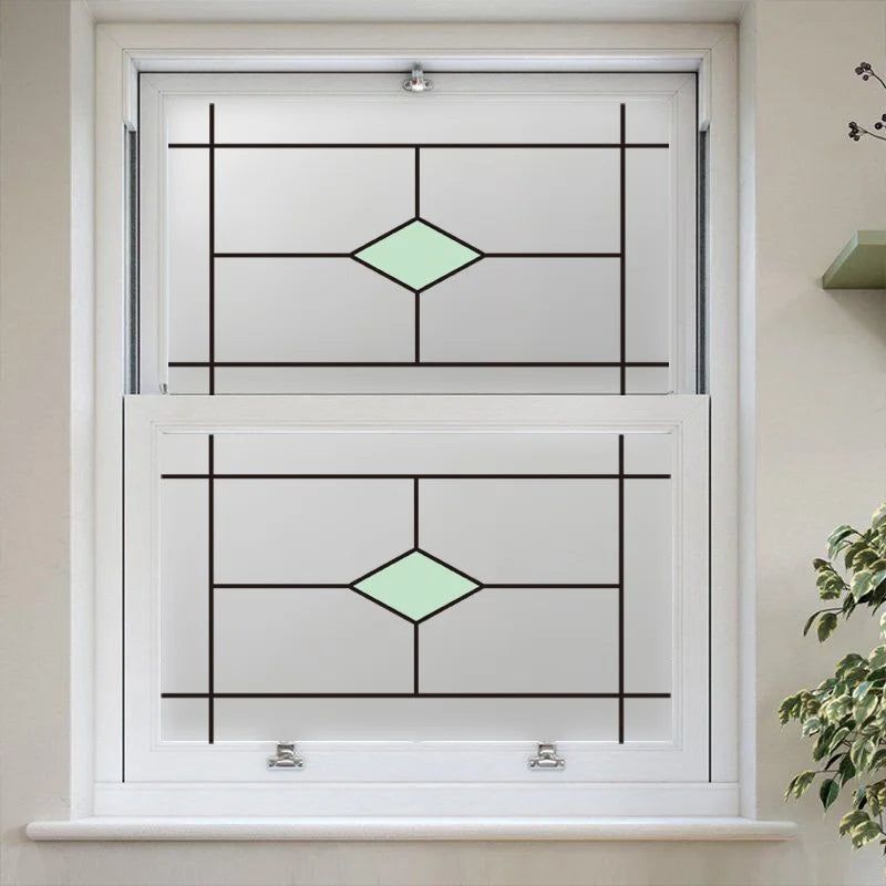 Custom size Window Film Stained Glass Films Frosted Privacy Film Static Cling Removable Sticker Japanese Type Retro Pattern