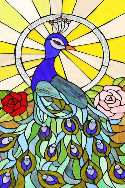 Customized Stained Glass Film Window Films Static Cling Frosted Sticker Tiffany-Style Poster Home Decor Church Peacock Birds