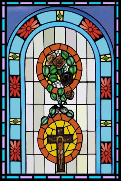 Frosted Stained Glass Window Film, Cross Dove Lily, Static Cling, Church, Home Decor, Bathroom, Kitchen, Door Sticker