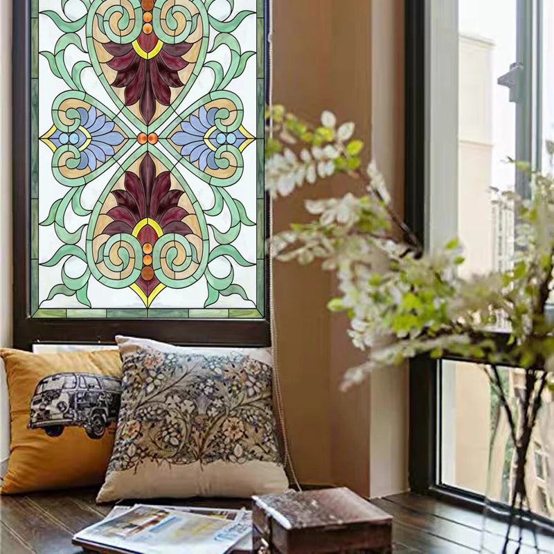 Window Film Frosted Stained Glass Films,Customized Church Home Foil Door Stickers Satic Cling For Bathroom Kitchen Door Skylight
