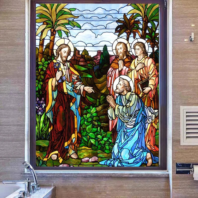 Custom Size Window Film Glass Films Jesus Christ Poster Stained Glass Sticker Self Adhesive/Static Cling Church Home Decor