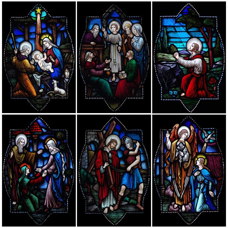 Custom Size Window Glass Films, Blackout, Opaque Static Cling Reusable Stickers, Mary Jesus'birth Church Door Glass, Home Decor